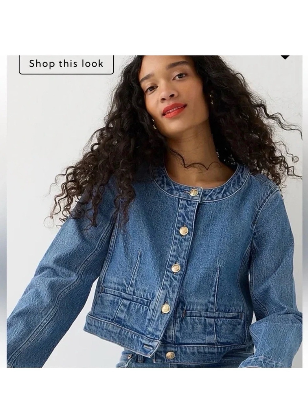 NWT $128 J.Crew Factory Denim Lady Jacket jean gold buttons women sz 6 - Picture 2 of 5